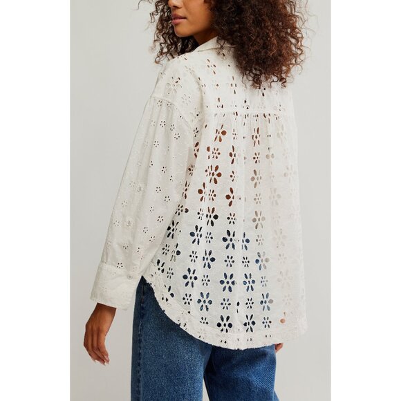 FREE PEOPLE Mae Eyelet Shirt / Ecru - Picture 2 of 5